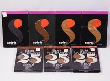 7 Vtg NOS Nylon Stockings Spirit by Stevens Garter Hosiery Tawny Black Spice 10