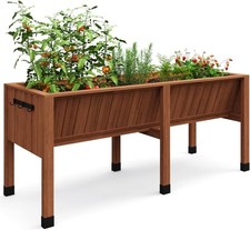 GRAVEE Raised Garden Bed 72x26x30 in Elevated Wood Planter Box Storage Hooks