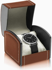 Single Watch Case, PU Leather Watch Travel Case with Removable Cushion, Jewelry