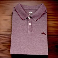 Tommy Bahama Mens Large Polo Shirt Purple Marlin Logo Short Sleeve EUC