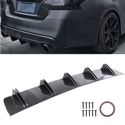 Rear Bumper Lip Diffuser Shark Fin Spoiler Wing For Nissan Altima Carbon Style