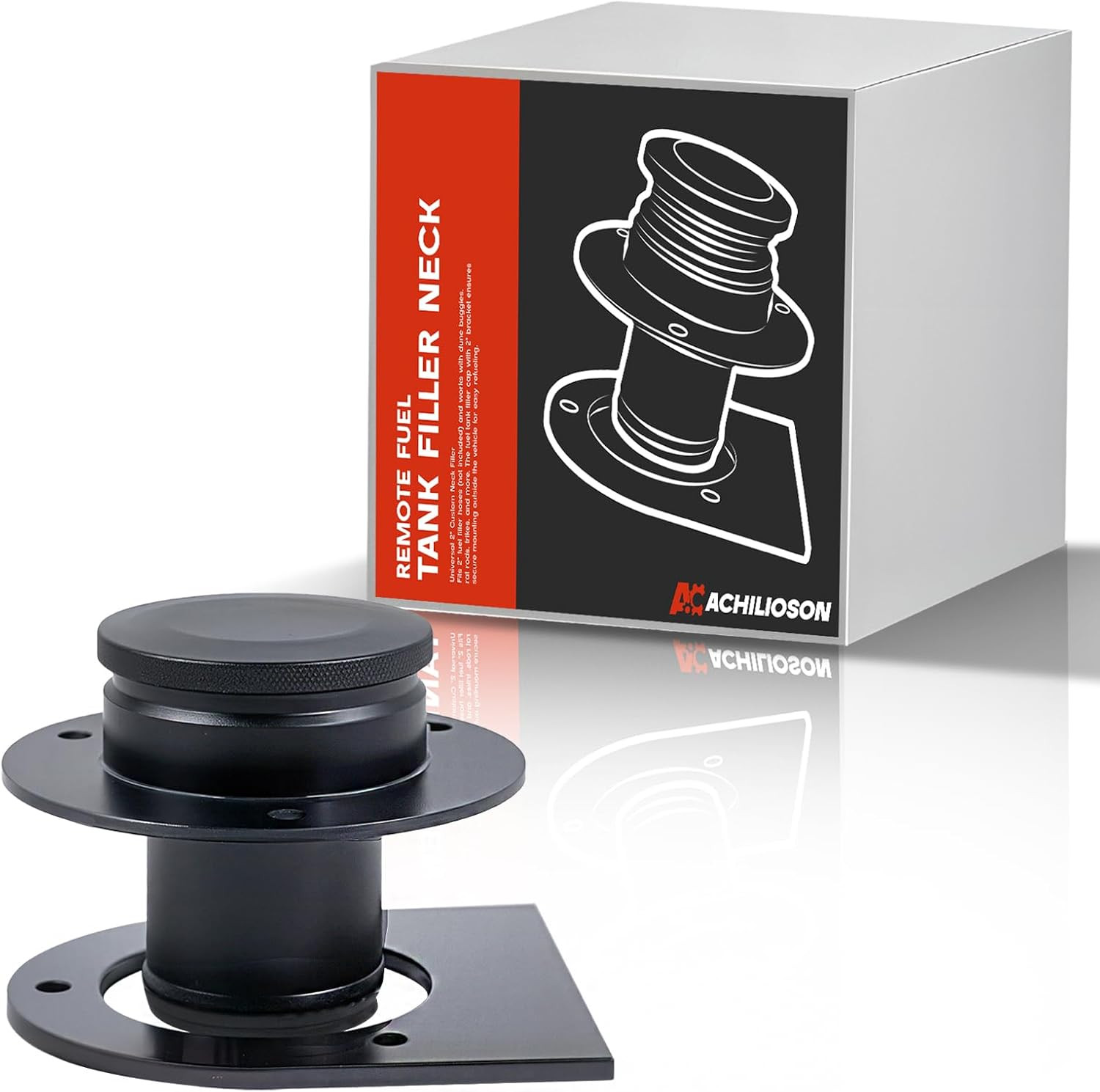 Remote Fuel Tank Filler Neck - 2" Custom Neck with Aluminum Cap & Steel Bracket