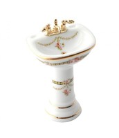 Puppenhaus Viktorianisch Rose Waschbecken Gold Armaturen Reutter Bad MöBel 1:12