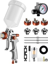 LVLP Air Paint Sprayer Gun, 1.3/1.5/1.7mm Nozzles, Car & House Painting