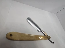 W.H. Morley & Sons Vintage Clover-Straight Razor With Etched Blade& Horn Scales