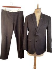Jigsaw Moon Suit Two Piece Check Wool Blend Brown 42R