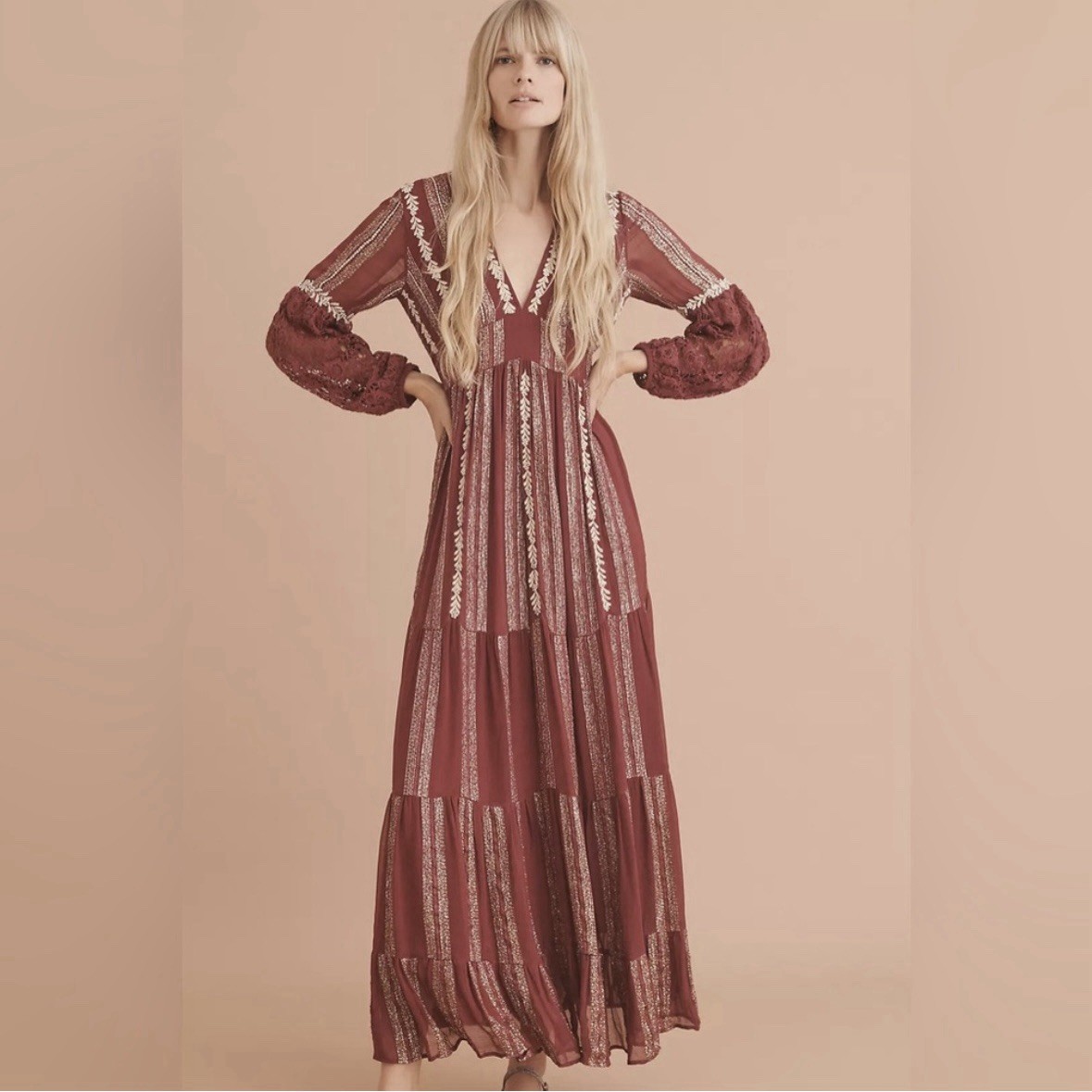 verb by pallavi singhee sleeveless v-neck lace maxi dress undefined