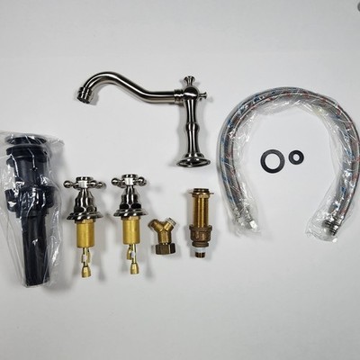 GGStudy 8-16 inch Two Handles 3 Holes Widespread Bathroom Sink Faucet B Nickel