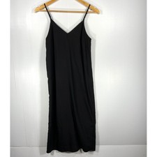Asos Design Black Slip Dress V Neck Midi Womens 0