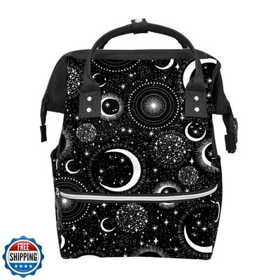 GACTIVITY Gothic Moon Stars Boho Diaper Bag Travel Backpack Large Capacity Mu