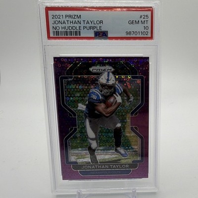2021 Panini Prizm Jonathan Taylor #25 Purple No Huddle Prizm /35 PSA 10  *pop 3*
