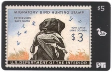 Duck Hunting Stamp Card #26: Void After 1960 Mallard & Dog USED Phone Card