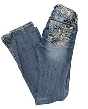 Miss Me Girls' Embellished Jeans Boot Rhinestone Pockets Bling Kids Size 10