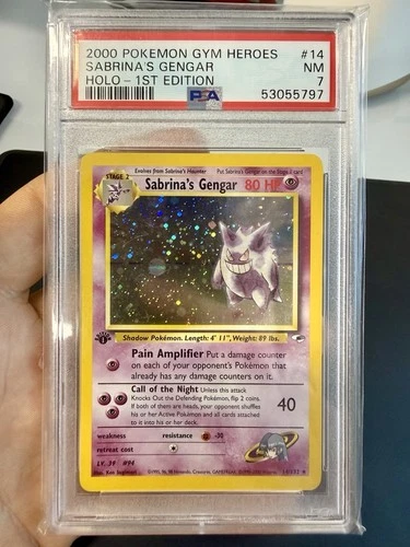 Sabrina's Gengar 1st Edition 014/132 Gym Heroes HOLO PSA 7