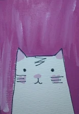 Aceo Original Mixed Media Art Cat