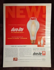 1959 DURO-LITE LAMP Magazine AD~FLAMESCENT Light Bulb~RCA VICTOR TV/Tommy Armour