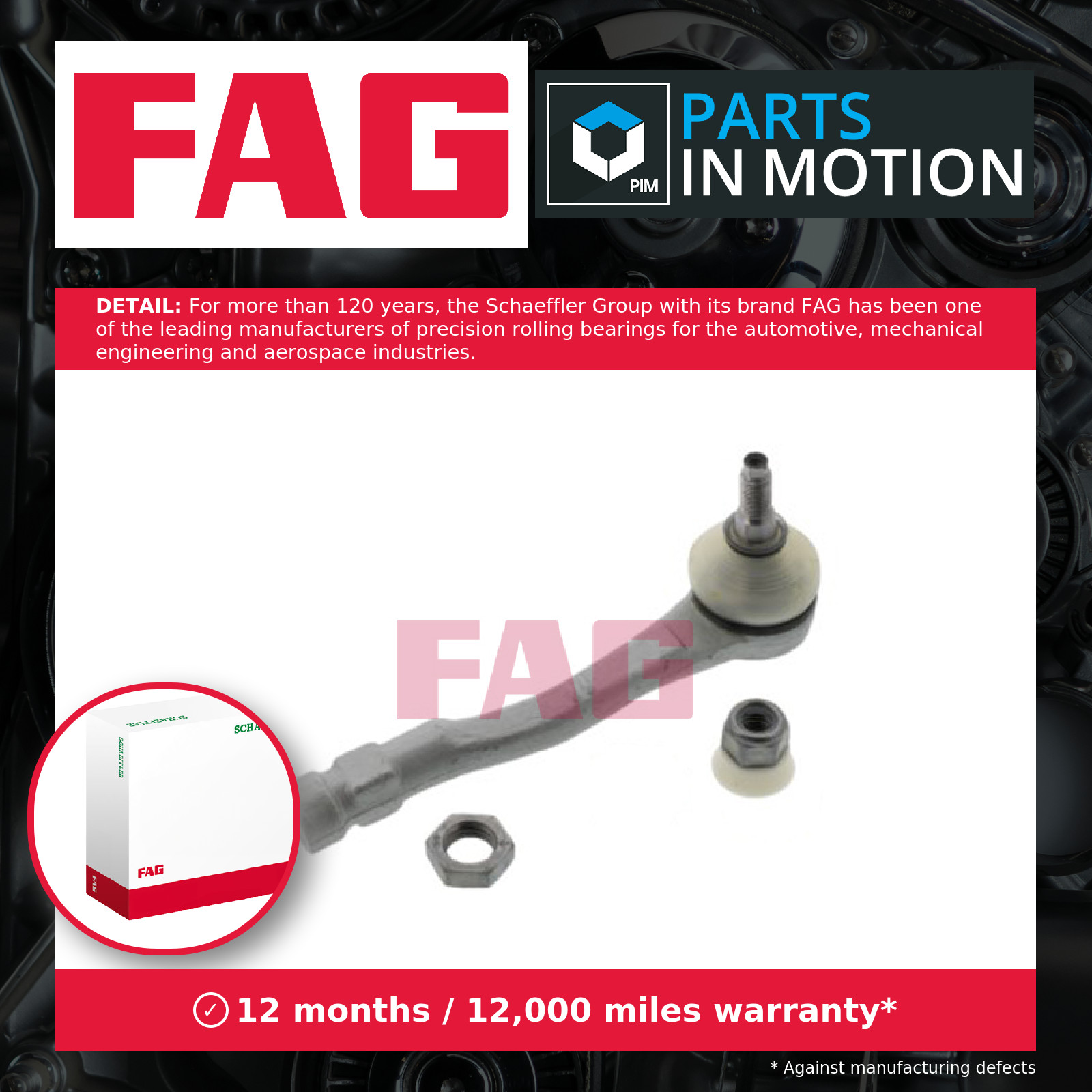 Tie / Track Rod End fits CITROEN BERLINGO B9, VTi Left 1.2 1.6 1.6D 2008 on FAG