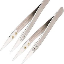 2 Pack Precision Ceramic tweezers Non-Conductive Anti-Static Highly Heat Resi...