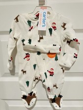 Carter's Just One You Baby Size Newborn Christmas Trees  Santa Footed Sleeper
