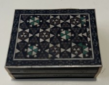 Vintage Damascus Syrian Micro Mosaic Inlaid Wood Trinket Box