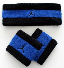 Nike Jordan Terry Headband & Wristbands Set Men's Black/Royal Blue