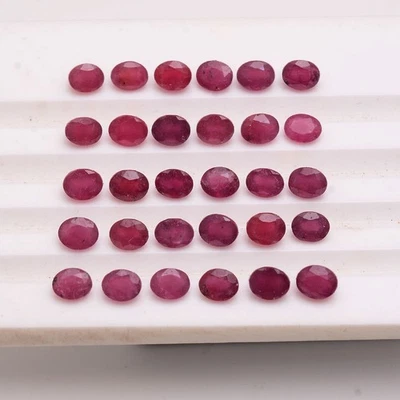 USHAQGEMS Royal Red 30-tlg Natürliche Sambia Rubin Oval Facettiert 5x4mm - Bild 1 von 4
