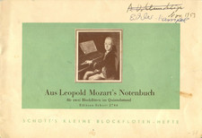 Aus Leopold Mozarts Notenbuch für 2 Blockflöten im Quintabstand