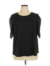 Adrianna Papell Women Black Short Sleeve Top 1X Plus