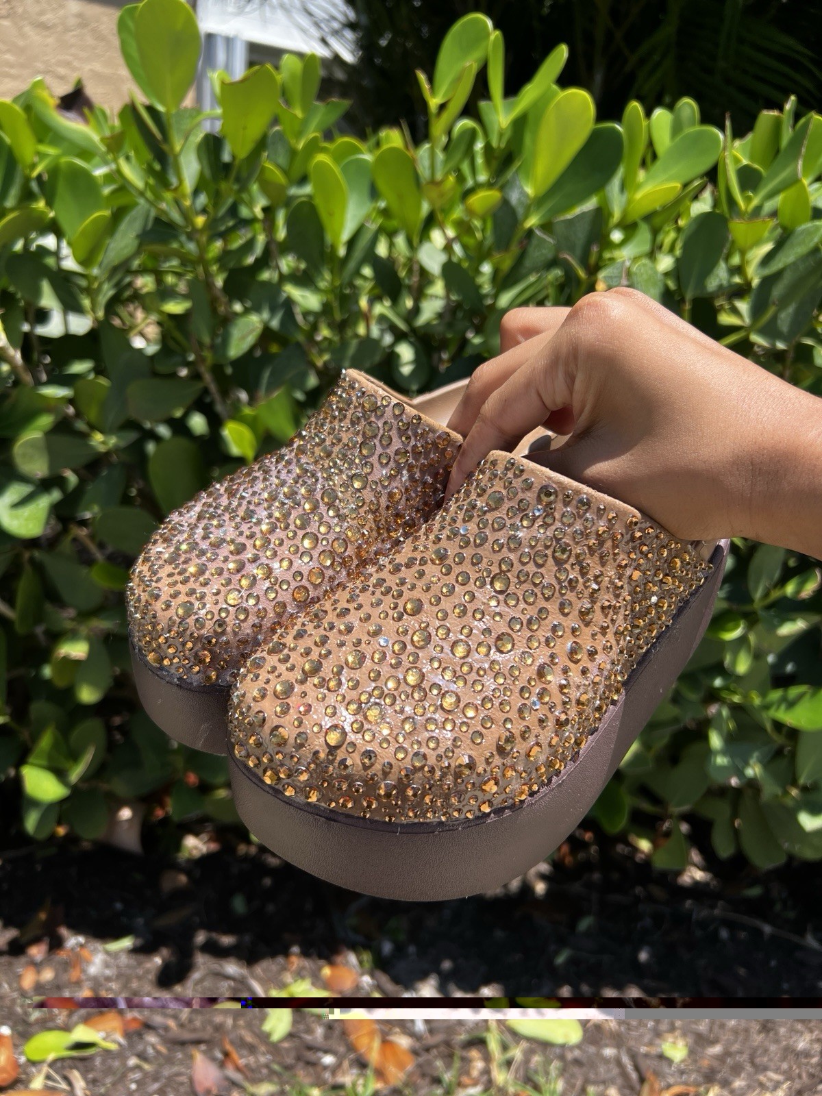 Custom Bling Dylan Platform Crocs Amber