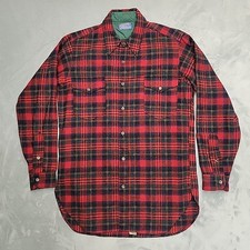 Pendleton Shirt Mens L 16 Red Tartan Plaid Wool Flap Pocket Made in USA Board