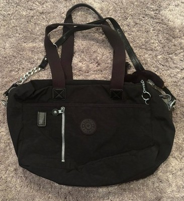 Kipling Dustin Medium Satchel Black - Shipping Included EUC Monkey Charm
