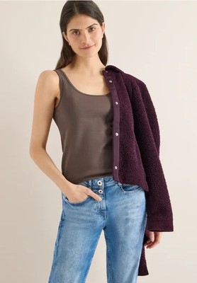 CECIL 322819 LINDA Top ärmellos Tanktop Basic Bio-Baumwolle uni eng Damen taupe