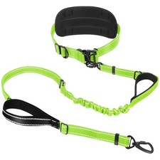 Dog Leash Heavy Duty Hands Free 6-8 Ft Reflective Bungee Waist Belt Dual Handle