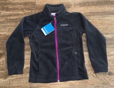 NWT Columbia SAWYER RAPIDS FULL ZIP Fleece jacket youth L LARGE BLACK PURPLE NEW