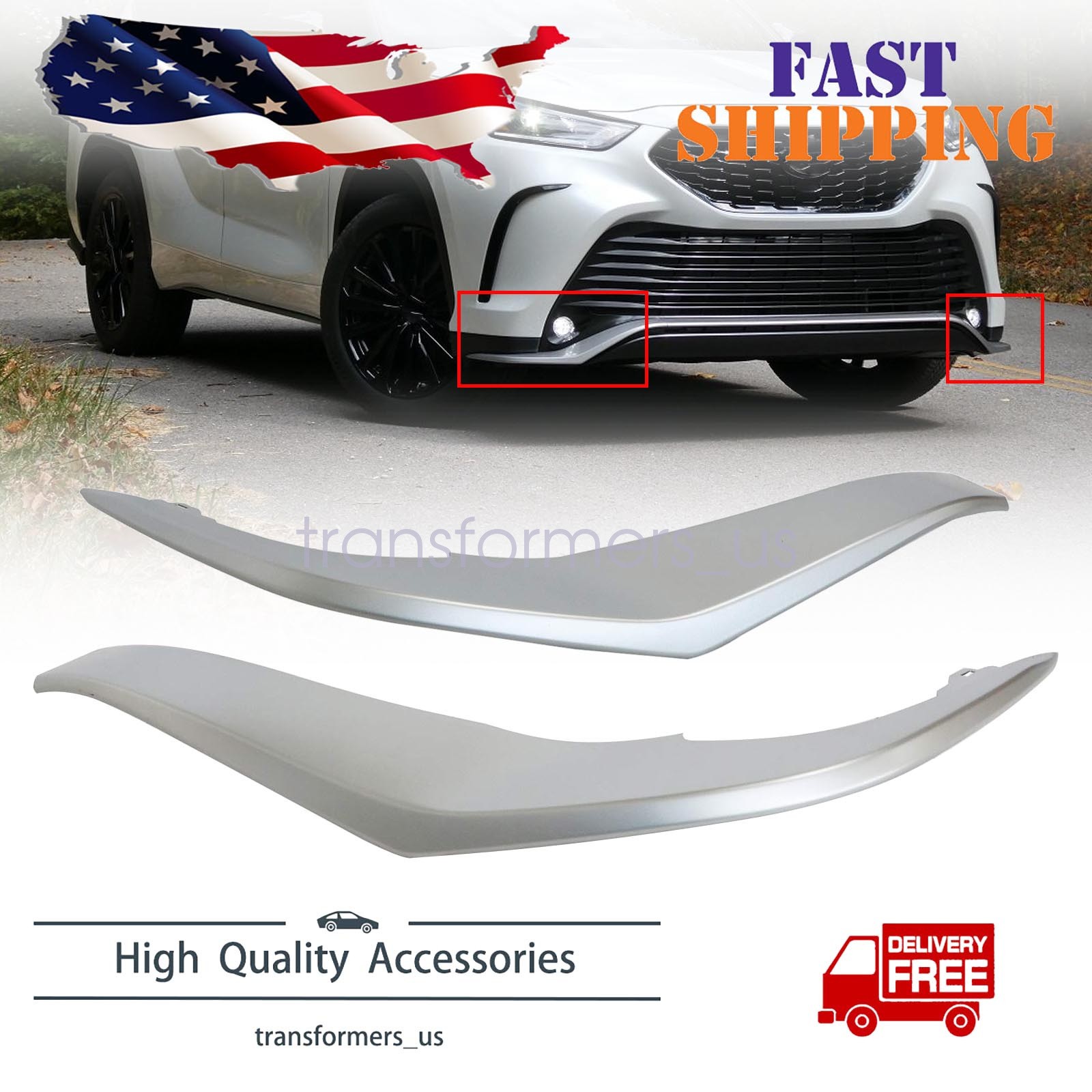 Front Left+Right Lower Bumper Molding for Toyota Highlander 2021-2023 527120E060
