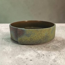 Mori-Bana Suiban Stoneware Ikebana Bonsai Bowl Signed Japanese Vessel 10"