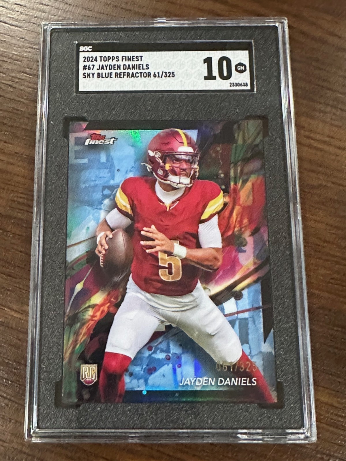 2024 Topps Finest - Jayden Daniels RC #67 SKY BLUE Refractor /325 - SGC 10 GEM