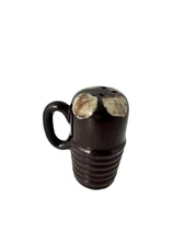 Vintage brown drip glaze pottery salt Or Pepper Shaker Ribbed, No Plug 2.5”