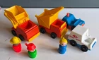 VTG Fisher Price Little People Lot Figures Construction Police Post Mail
