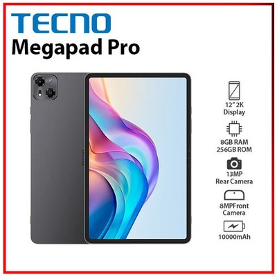 (Wi-Fi Ver.)TECNO Megapad Pro 8GB+256GB GREY Unlocked Anrdoid PC Tablet (New)