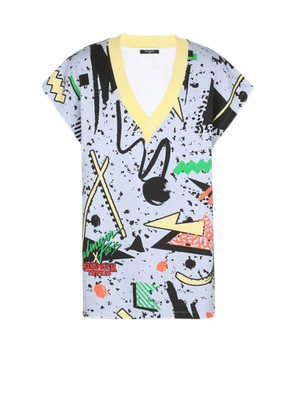 BALMAIN MEN'S MULTICOLOR OVERSIZED PRINTED JUMPER MSRP $1195