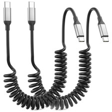 Coiled USB C to USB C Cable, Retractable Type C Carplay Cord for Iphone 17