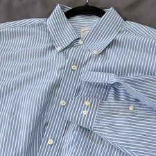 Brooks Brothers 346 Non-Iron Dress Shirt Blue/White Stripe 17-4/5 34/35