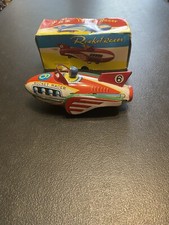 Vintage Friction Rocket Racer Metal Toy Spaceship, MF 735, 7 1/2  , Collectible