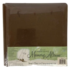 Westrim Crafts Memory Album 12x12 Brown Leatherette Strap Hinge Scrapbook