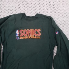Vtg Seattle Sonics Champion Reverse Weave Crewneck Sweatshirt Made in USA - XL