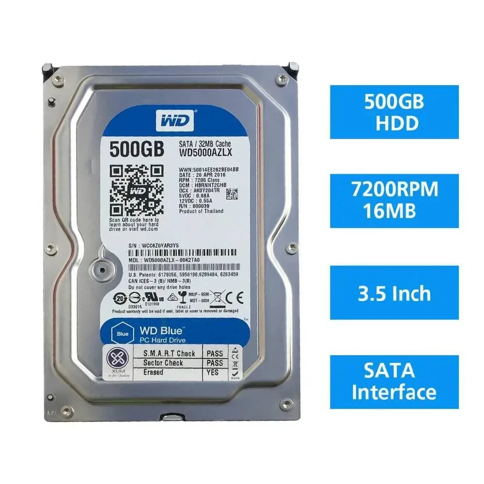 Internal HDD SATA 3.5" 500GB Hard Drive with Windows 11 Pro Installed - Image 3 of 4