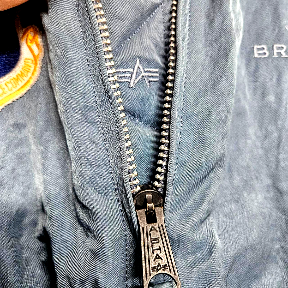 Vintage Alpha Industries Bomber Jacket Blue Breitling Vintage Alpha Industries Bomber Jacket Blue Breitling