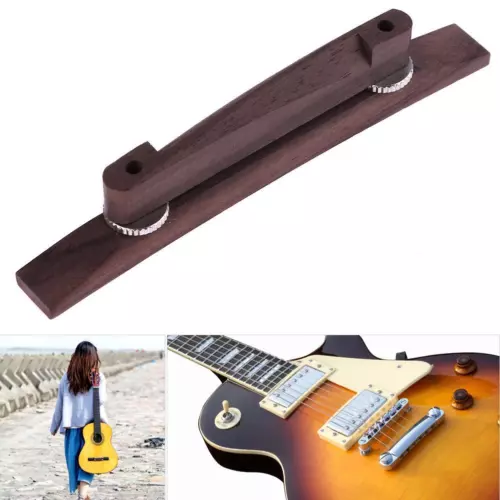 Base y sillín de puente de guitarra de jazz con arco de palisandro ajustable, sin ranurar LO ÚLTIMO - Imagen 3 de 14