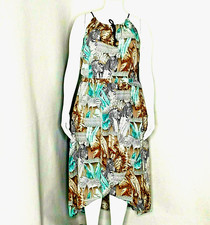 Two by Vince Camuto NWT Size XL Tribal Beat High Low Midi Dress Faux Wrap Zebra